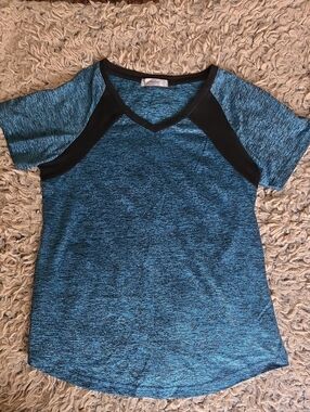 Miss Fortune Women's Black and Turquoise Athletic T-Shirt